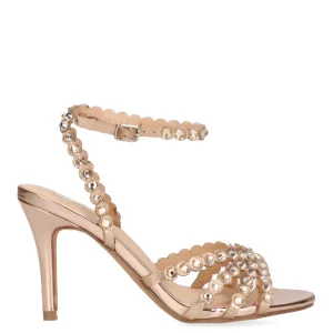 SANDALIA ETIKA GOSSALBA BRILLO TACON MEDIO 90010 ORO MUJER