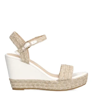 SANDALIA CUÑA RAFIA ETIKA 20012 PERCHELES, MUJER BLANCO