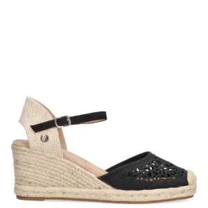 SANDALIA VALENCIANA CALADA CUÑA MEDIA ETIKA EL PORTUS 20009 MUJER, NEGRO