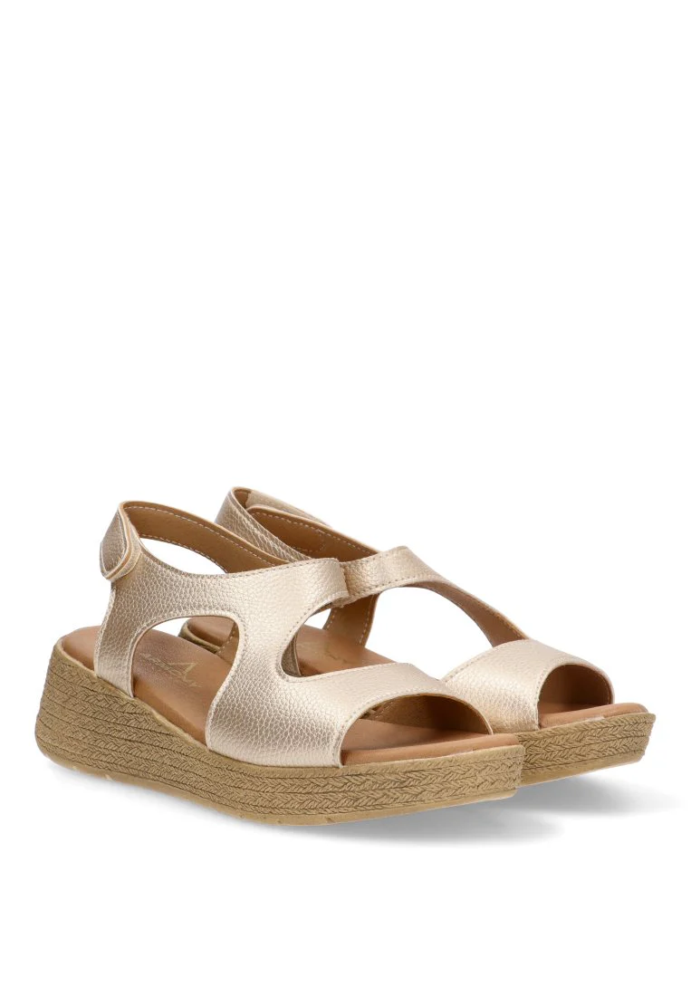 SANDALIA CUÑA ARMONY 40012 LUNDEY, MUJER ORO - Imagen 3