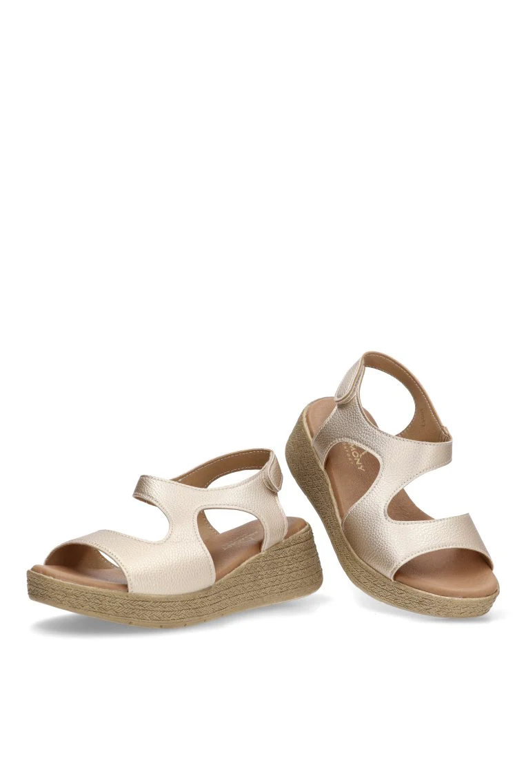 SANDALIA CUÑA ARMONY 40012 LUNDEY, MUJER ORO - Imagen 6