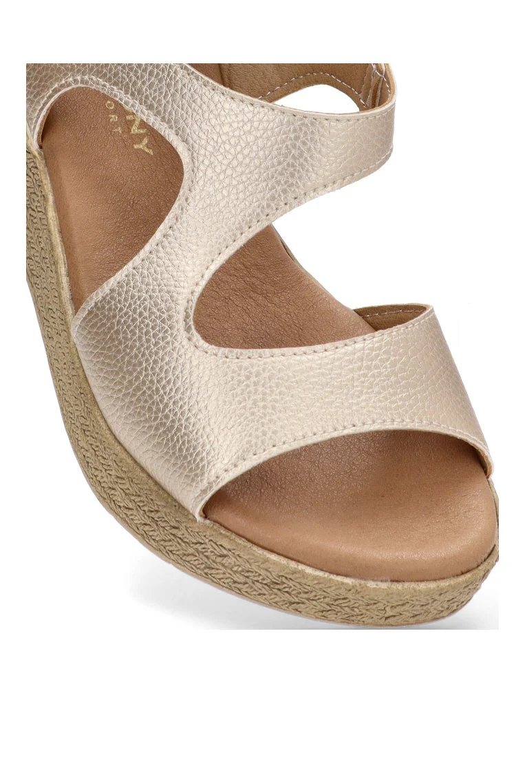 SANDALIA CUÑA ARMONY 40012 LUNDEY, MUJER ORO - Imagen 7