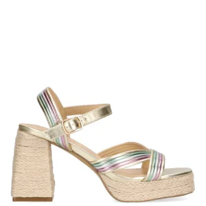 SANDALIA TIRAS TACÓN RAFIA ETIKA 30007 ENRAMADA, MULTICOLOR MUJER