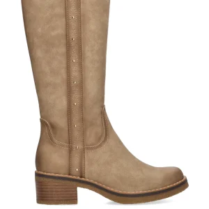 BOTA TACHUELAS 11107 LYON 04 BEIGE MUJER CAÑA ALTA