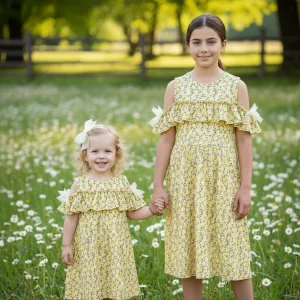 Vestido Niña Flores Amarillo