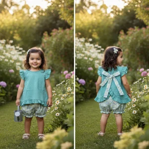 Conjunto Plumetti Flores Verde