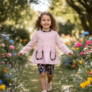 Conjunto Short Flores Rosa