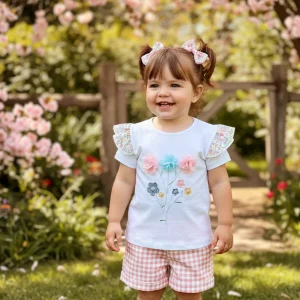 Short Ramo Flores Coral