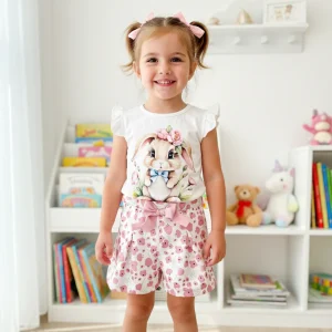 Conjunto Short Rabbit Flowers