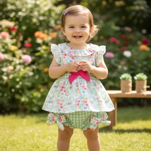 Conjunto Verde Flores Vichy