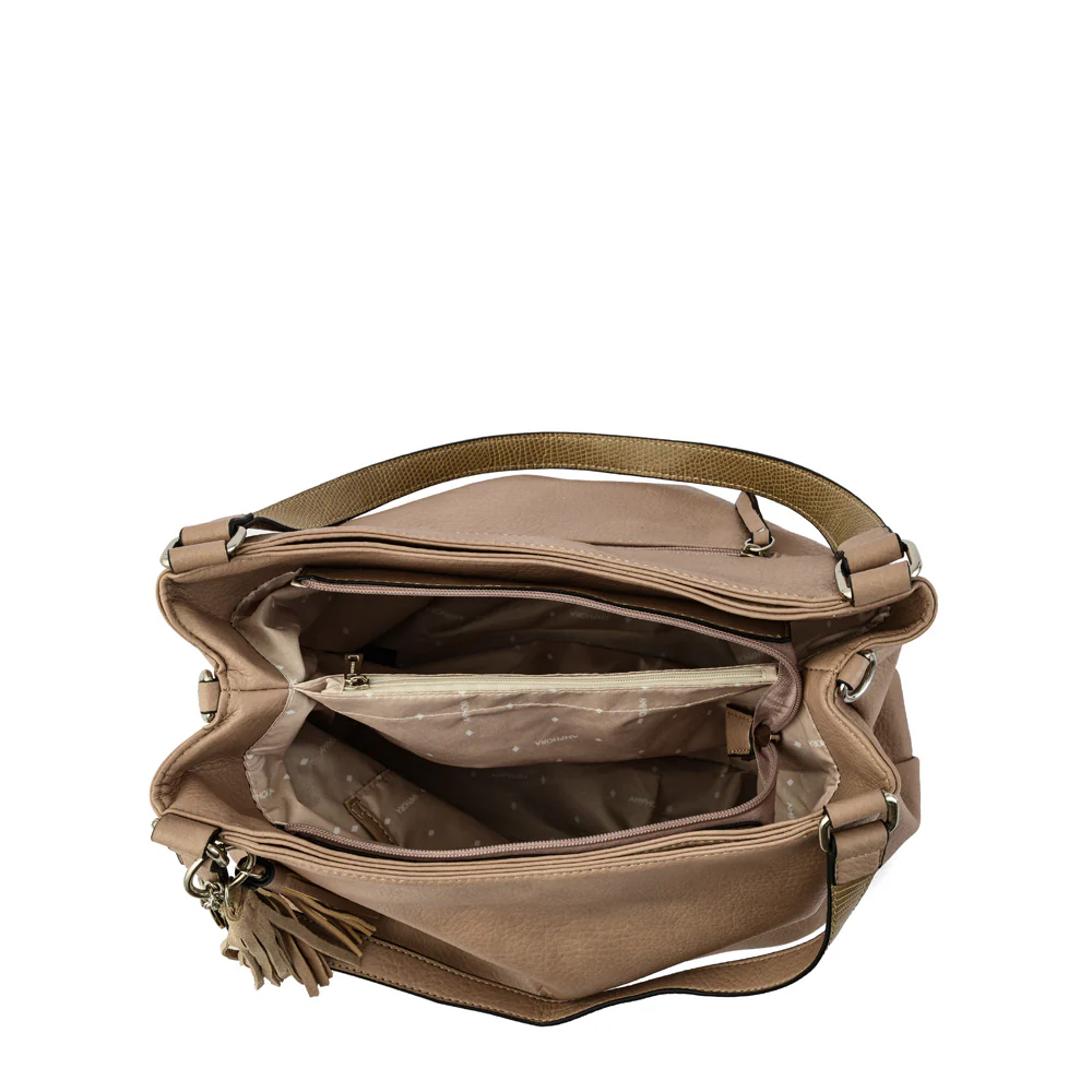 Cartera Dos Asas Tres divisiones grande lioben taupe - Imagen 4