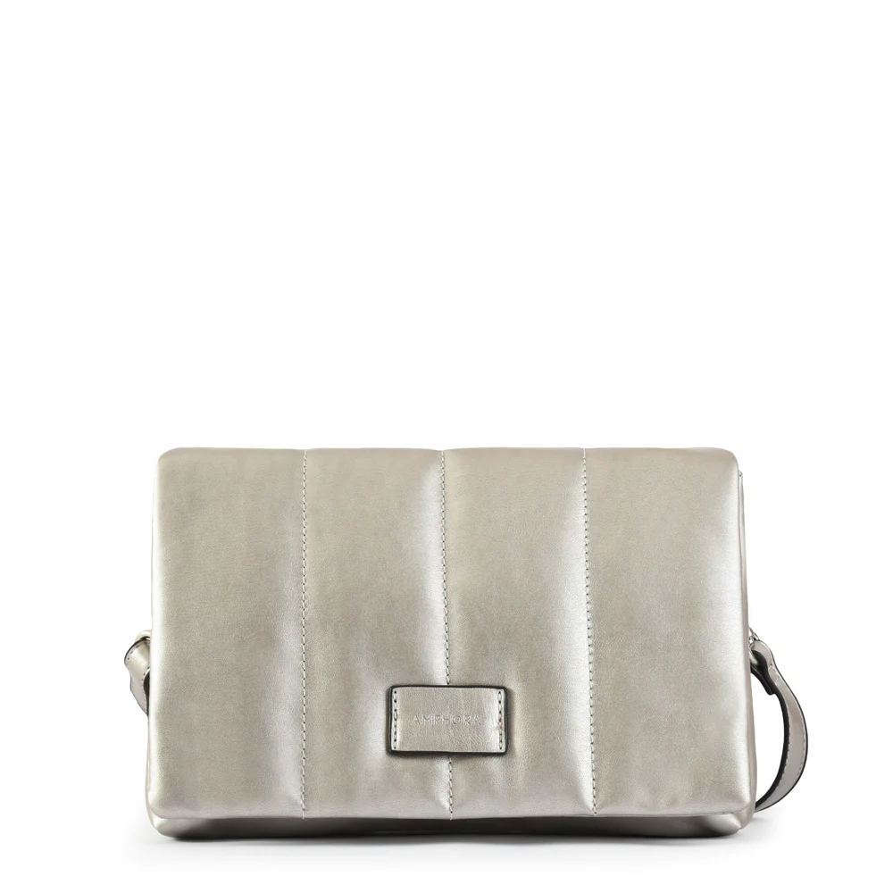 Cartera bandolera mediana acuaria plateado oscuro