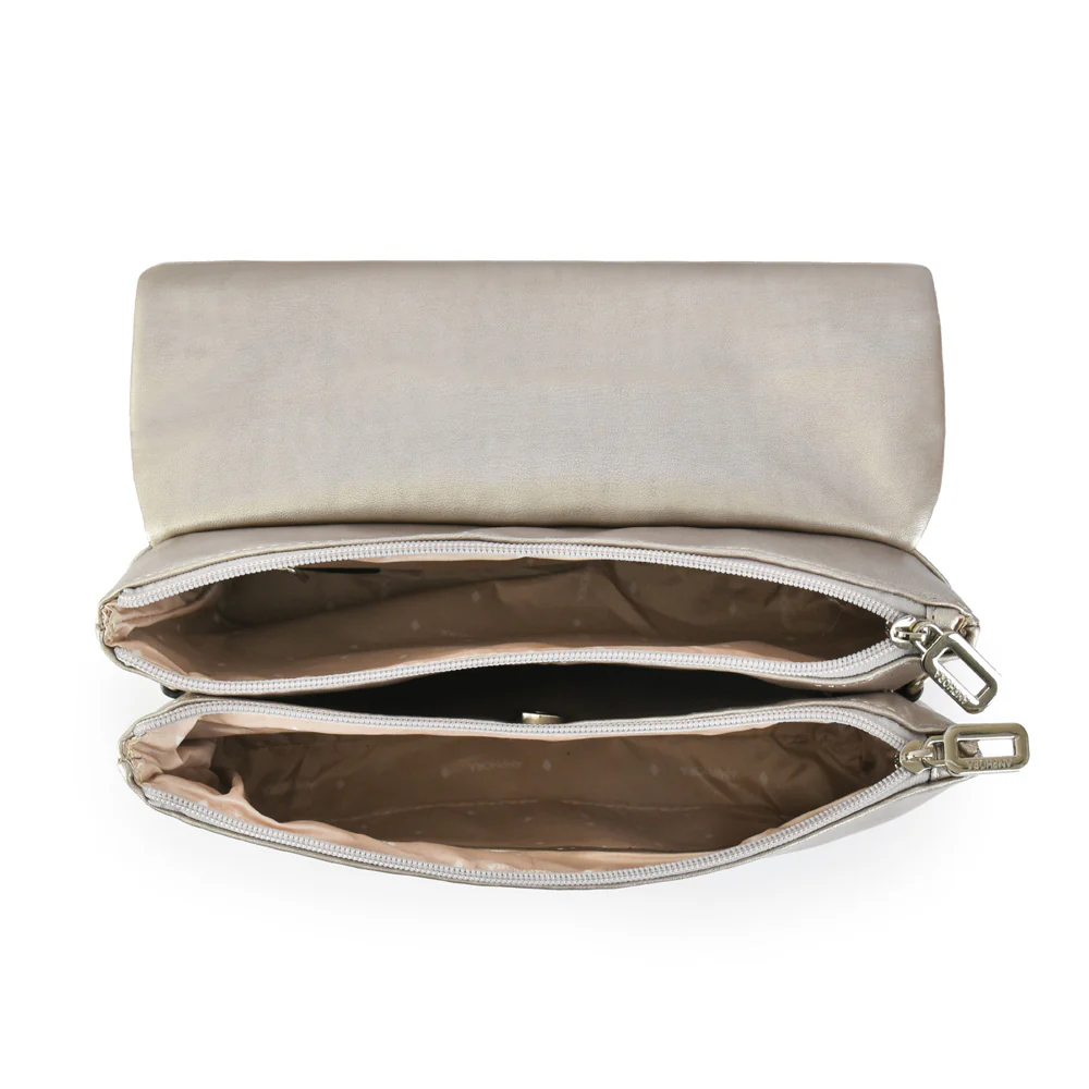 Cartera bandolera mediana acuaria plateado oscuro - Imagen 4