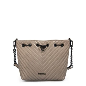 Cartera bandolera mediana muller plateado oscuro