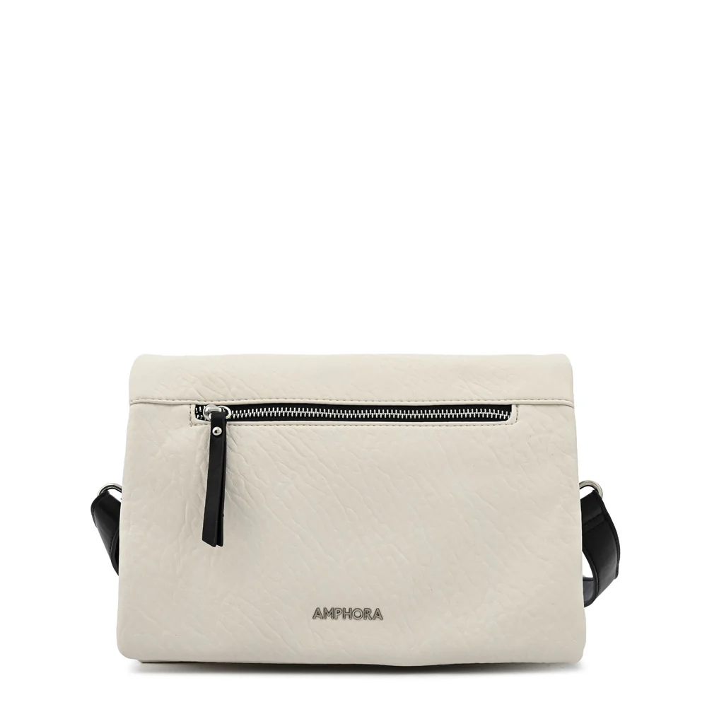 Cartera bandolera con tapa mediana valita blanco crudo
