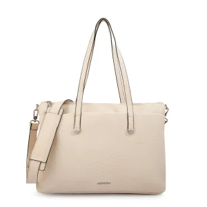 Cartera tote porta notebook lilian grande blanco crudo