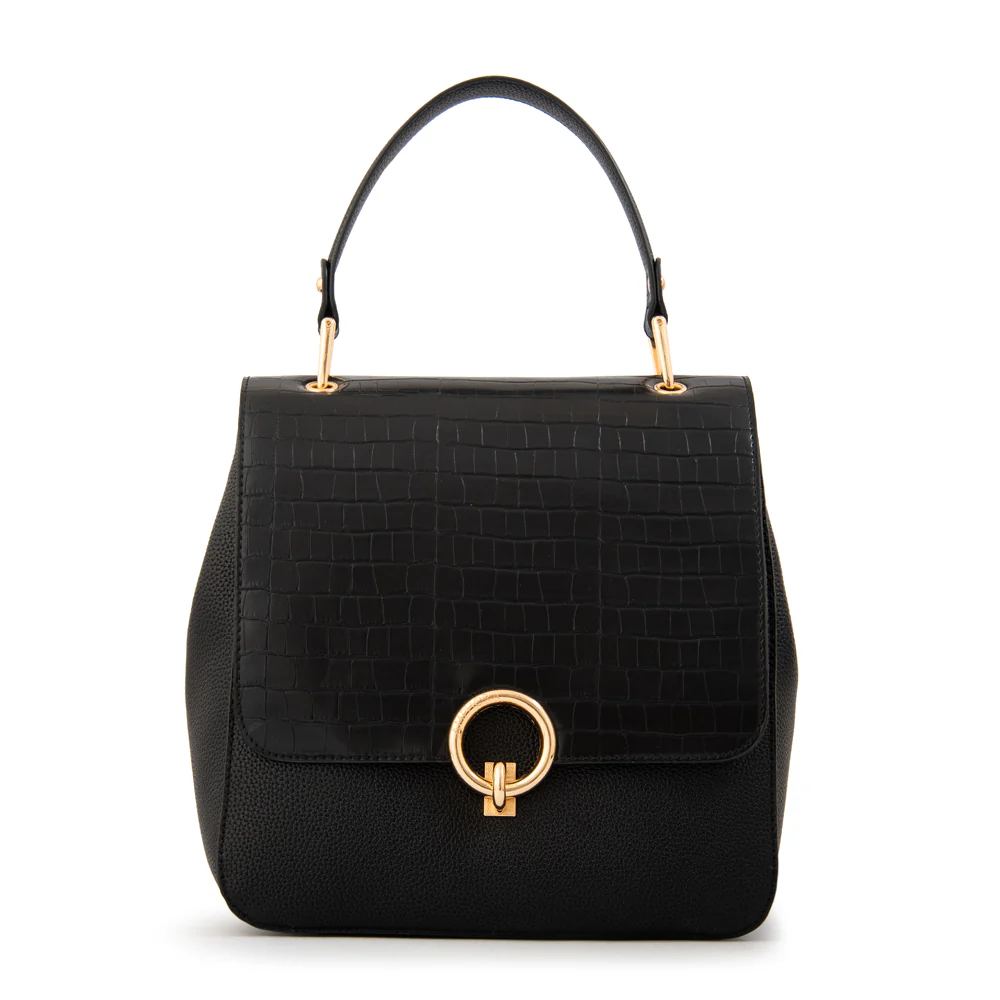 Mochila con tapa mediana libia negro especial