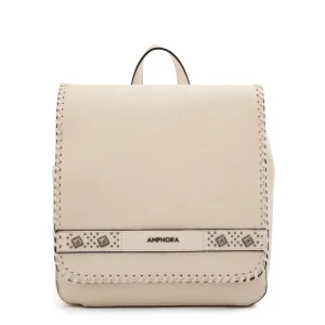 Mochila con tapa mediana bissau blanco crudo