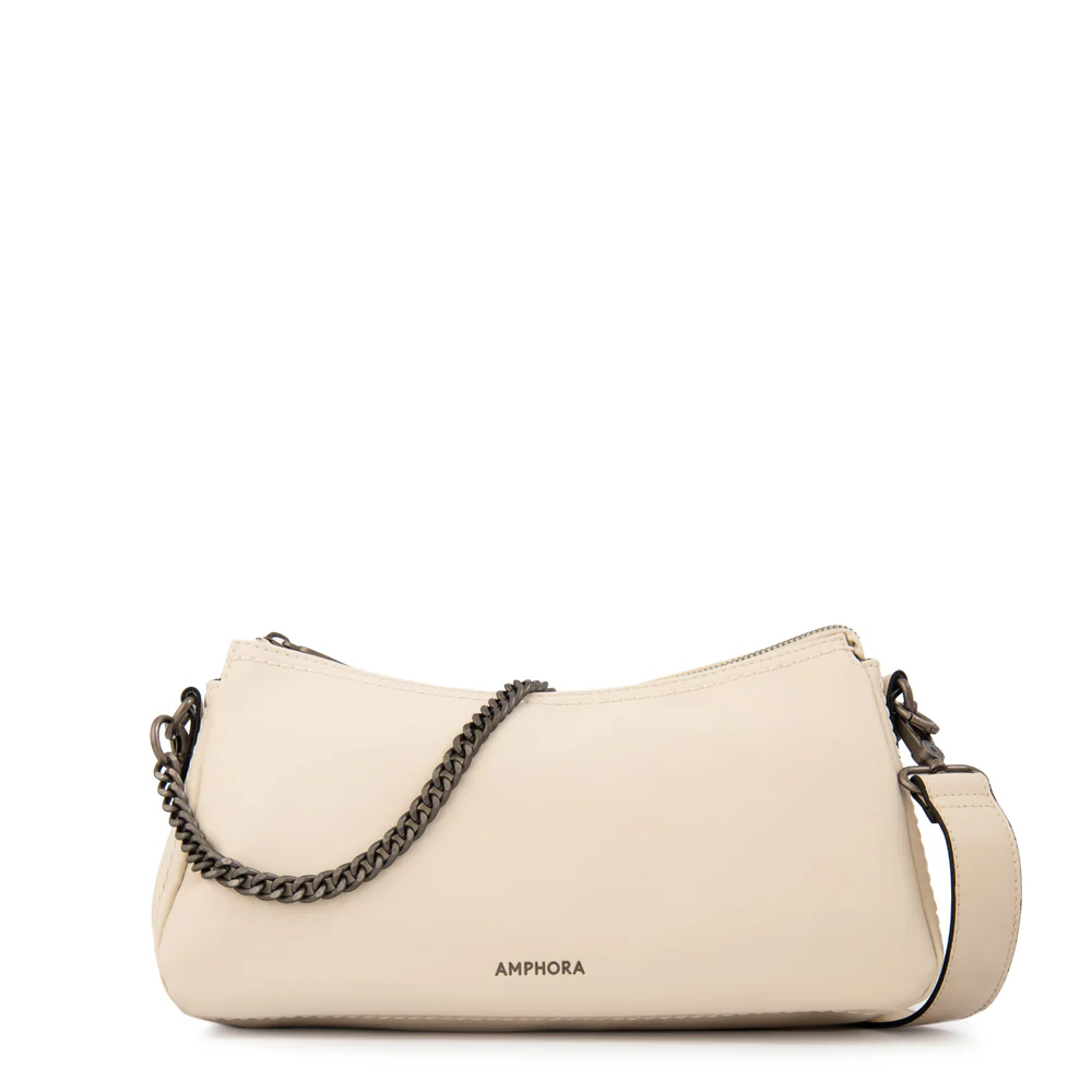 Cartera Corte Oval mediana bonnie blanco crudo