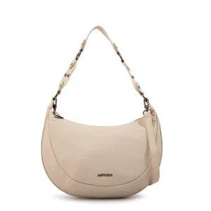 Cartera oval rocio mediana blanco crudo