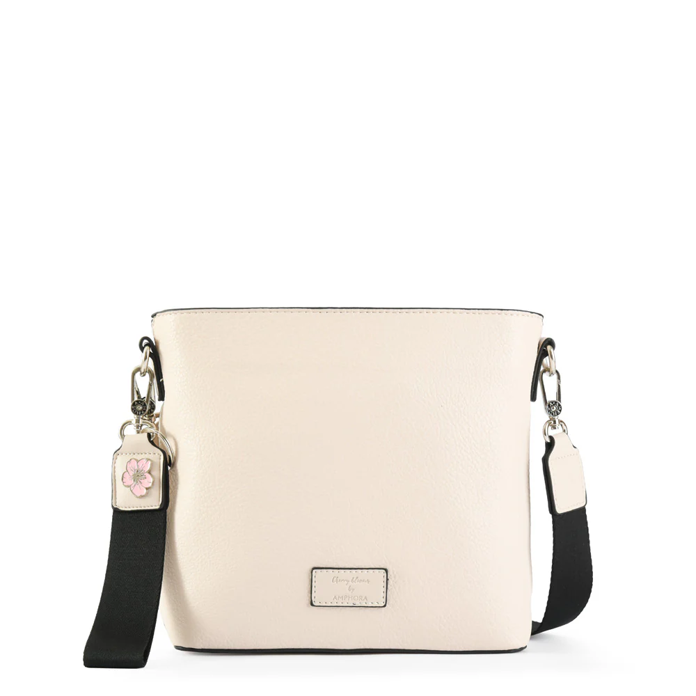 Cartera bandolera mediana blossom blanco crudo