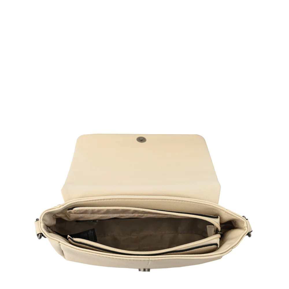 Cartera bandolera con tapa mediana elena blanco crudo - Imagen 4