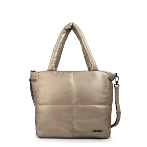 Cartera tote mediana guyana plateado oscuro