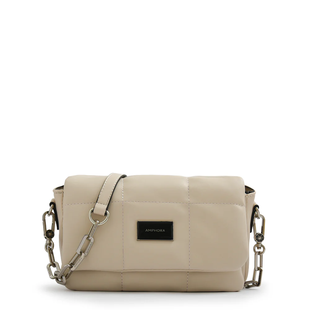 Cartera Bandolera con tapa mediana vania blanco crudo