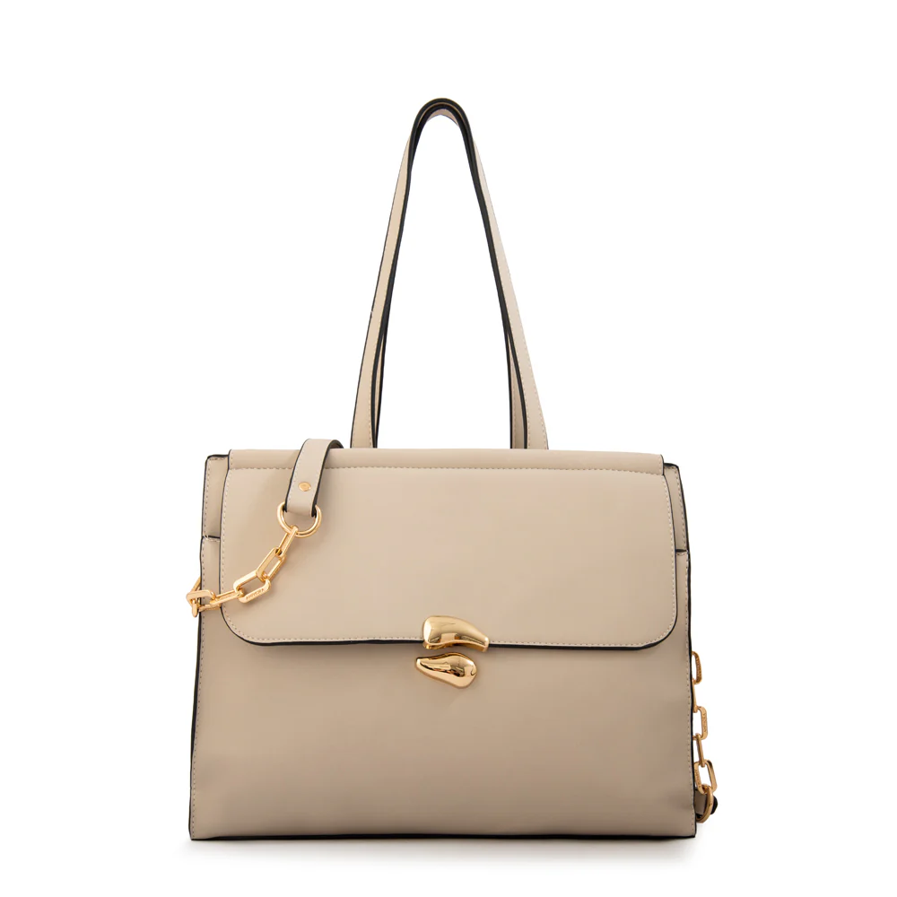 Cartera tote grande lizet blanco crudo