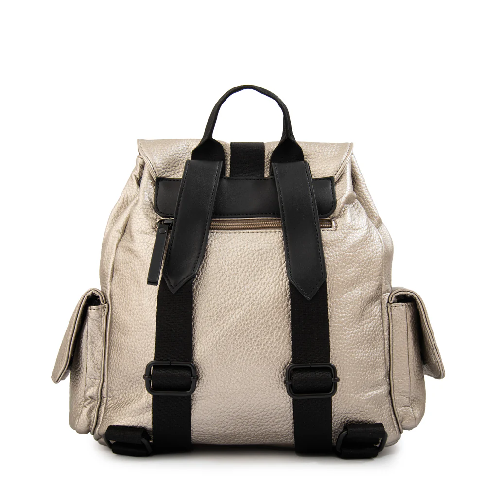 Mochila con tapa tina mediana plateado oscuro - Imagen 3