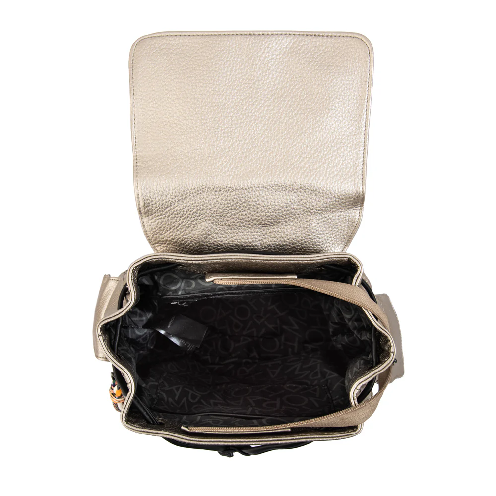 Mochila con tapa tina mediana plateado oscuro - Imagen 4