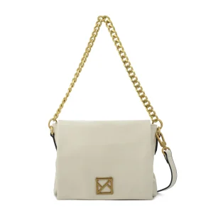 Cartera Bandolera con tapa gilly pequeña blanco crudo