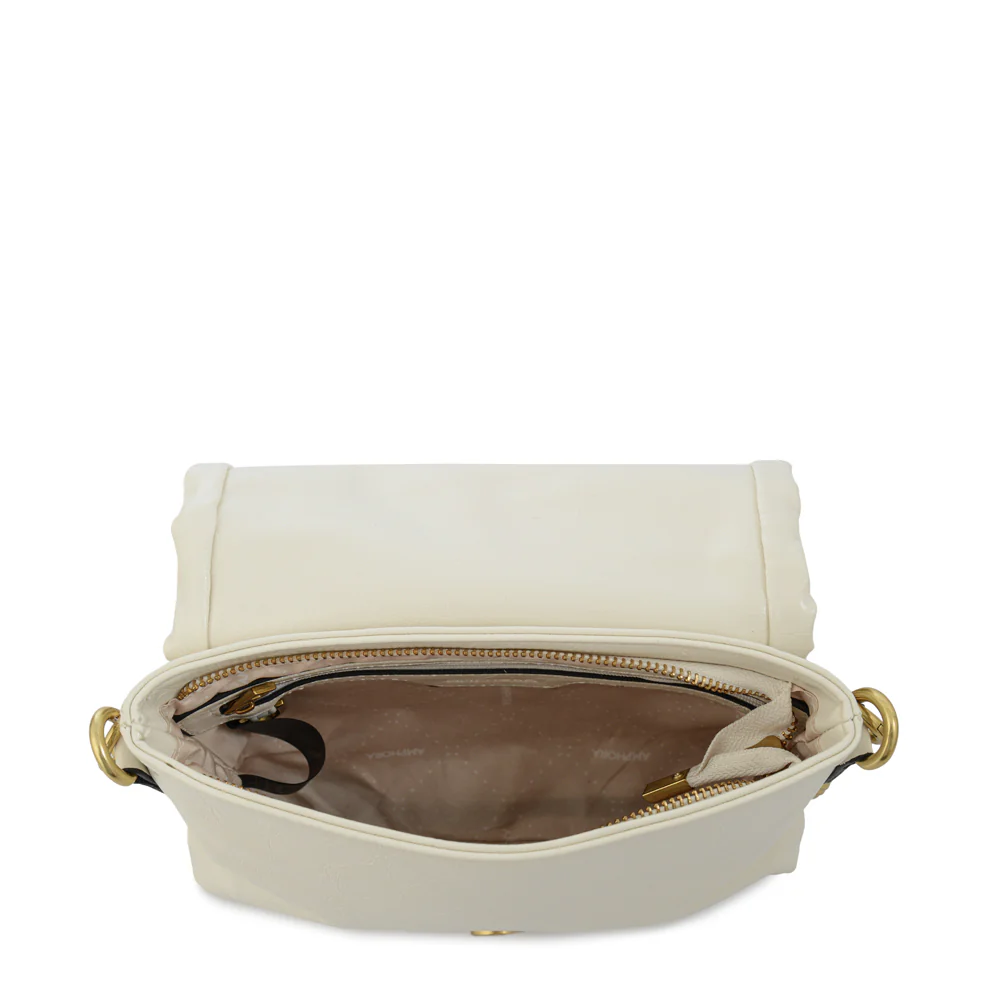 Cartera Bandolera con tapa gilly grande blanco crudo - Imagen 4