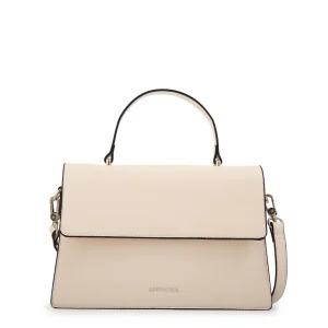 Cartera tote con tapa suecia mediana blanco crudo
