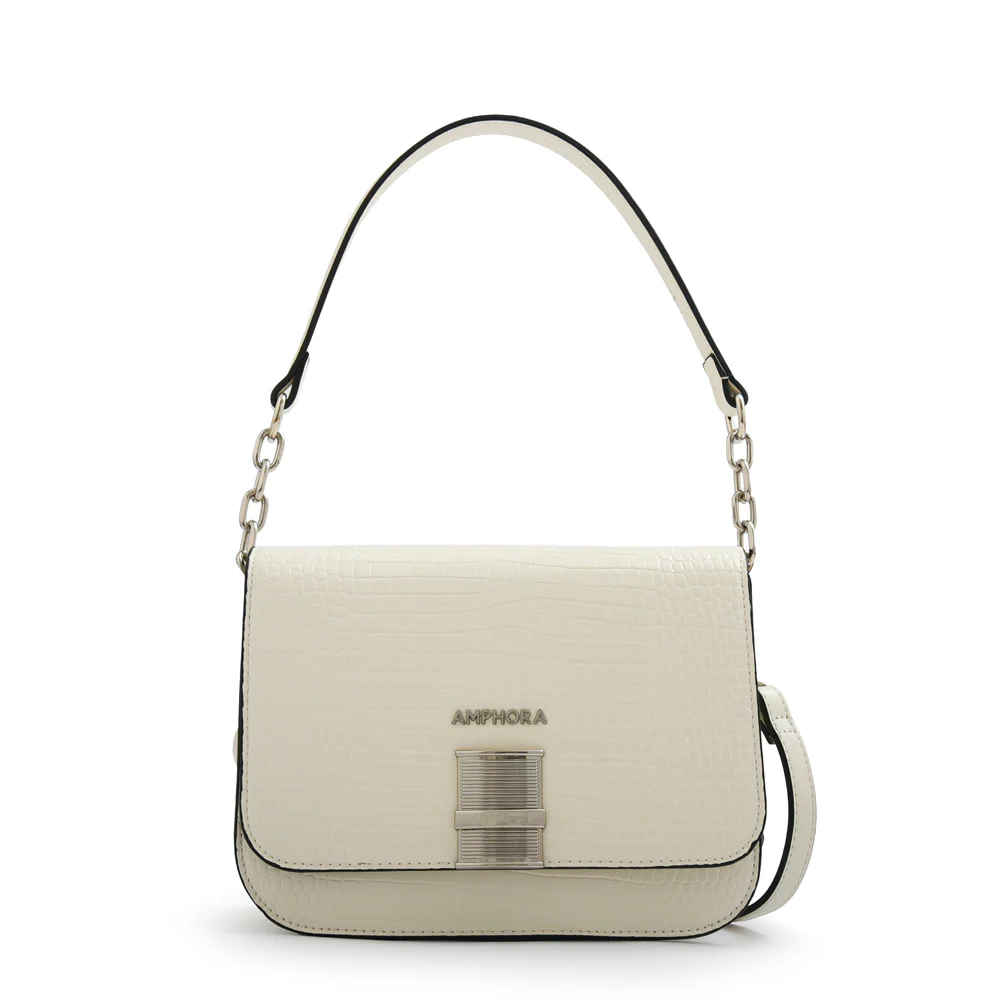 Cartera Bandolera con tapa mediana fairy blanco crudo