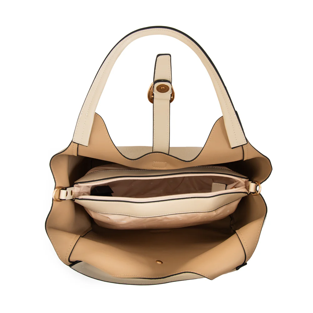 Cartera tote damaris grande blanco crudo - Imagen 4