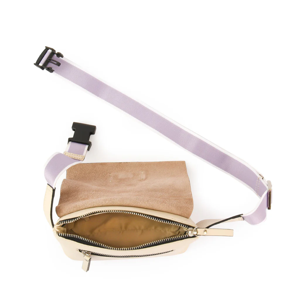 Banano parana cuero con tapa pequeña blanco crudo - Imagen 4