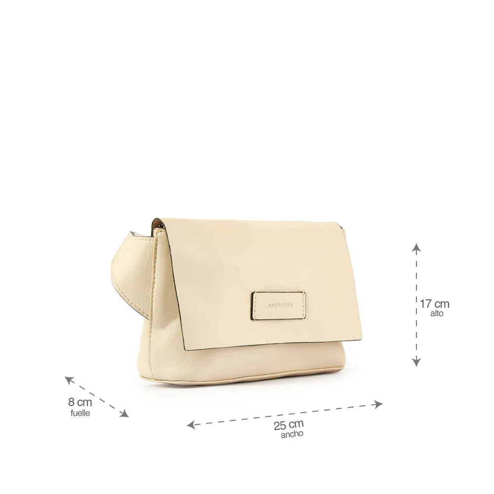 Banano parana cuero con tapa pequeña blanco crudo - Imagen 5