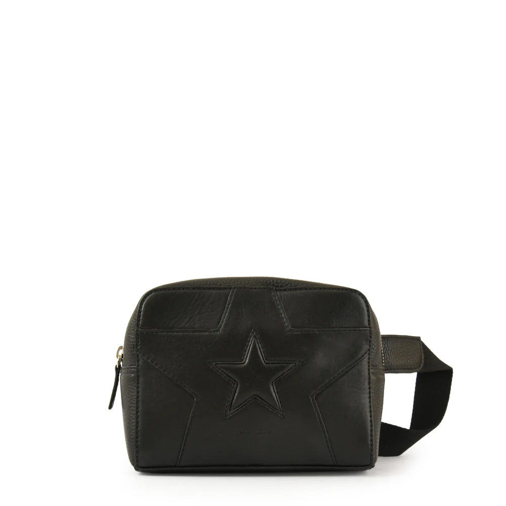 Banano étoiles cuero pequeña negro