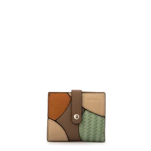 Billetera con snap button oriani pequeña taupe