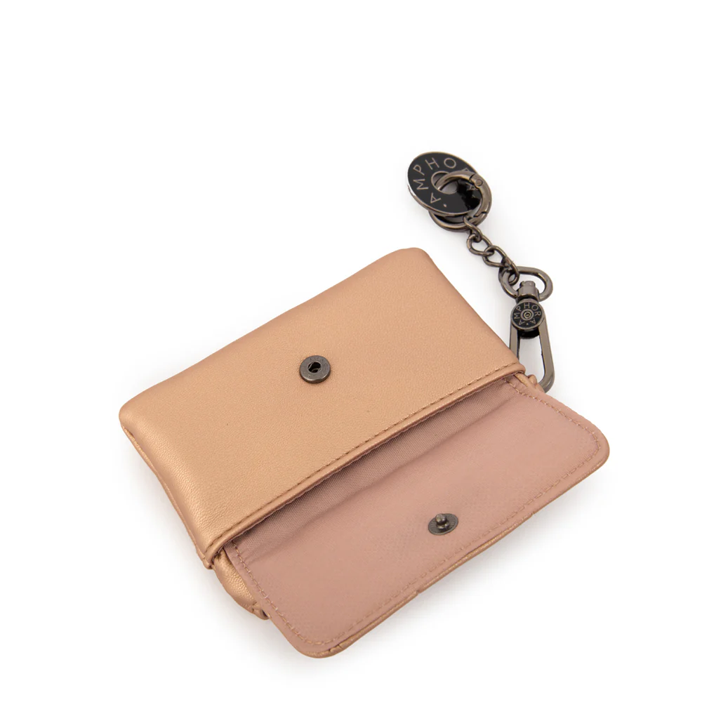 Monedero con bolsillo frontal pequeña vania rosa metalico - Imagen 3