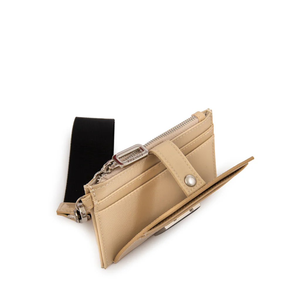 Tarjetero con bolsillo frontal pequeña carina beige - Imagen 3