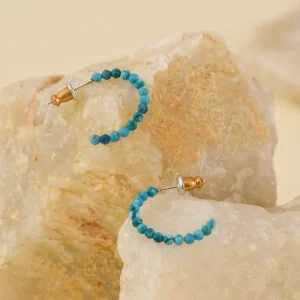 Aros argolla turquesa dorado