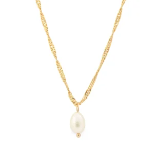 Collar con colgante perlina plateado