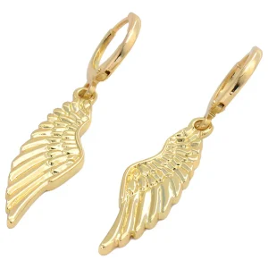 Aros con colgante alada dorado claro