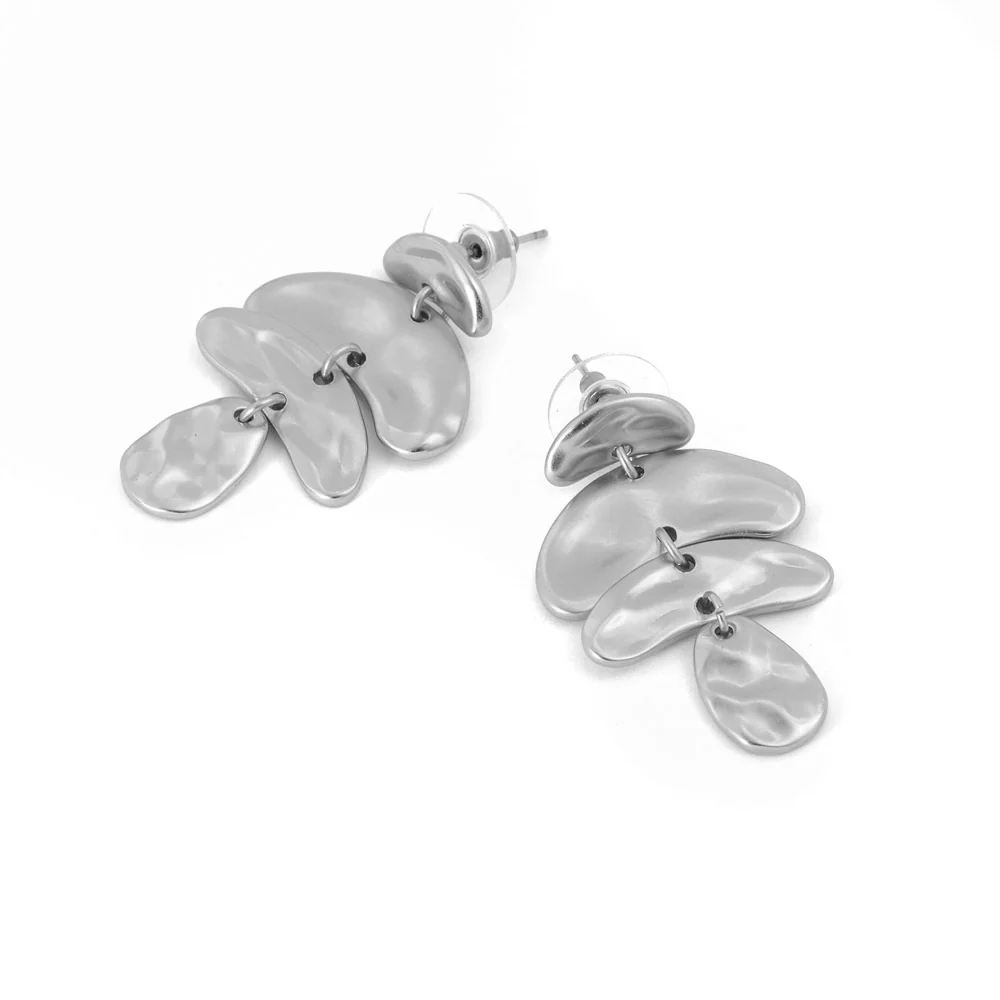 Aros con colgante teresa plateado