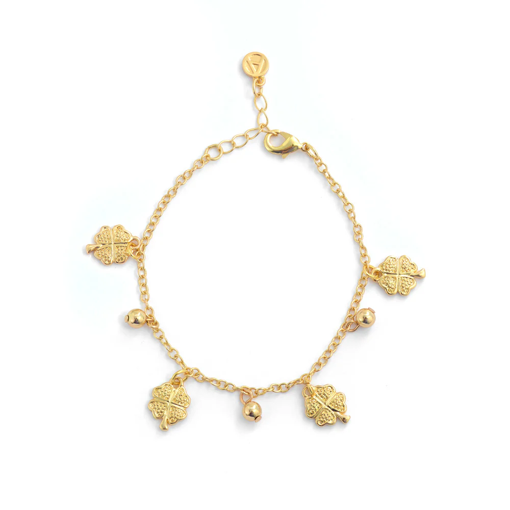 Pulsera trebol dorado claro