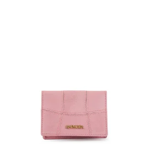 Tarjetero new mosaic cuero con ventana pequeña rosa viejo