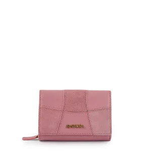 Billetera new mosaic cuero cierre exterior pequeña rosa viejo