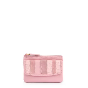 Monedero new stripes cuero rectangular pequeña rosa viejo